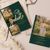 Graduation 2025 Green Photo Gold Foil Faire-part