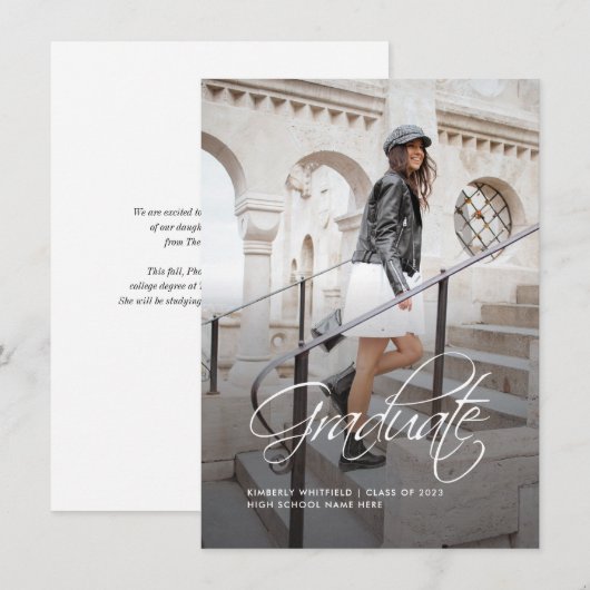 Graduation 2025 Lettré à la main Faire-part photo (Devant / Derrière)