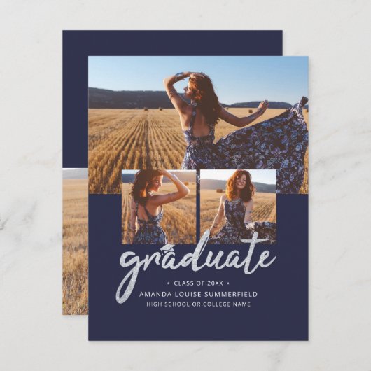 Graduation 2025 Modern Photo Collage Faire-part (Devant / Derrière)