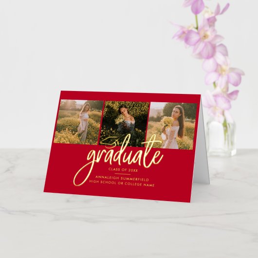 Graduation 2025 Photos Gold Foil Faire-part (Orchidée)