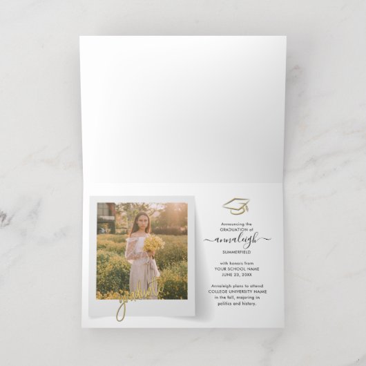 Graduation 2025 Photos Gold Foil Faire-part (Couchage intérieur)