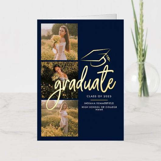 Graduation 2025 Photos Gold Foil Faire-part (Recto)