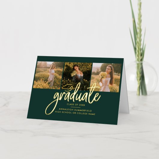 Graduation 2025 Photos Grad Gold Foil Faire-part (Recto)
