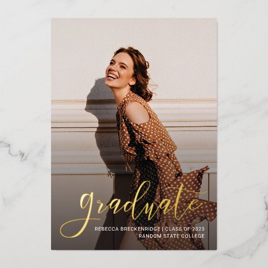 Graduation 2025 Photos Grad Gold Foil Faire-part (Recto)