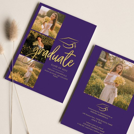 Graduation 2025 Photos Purple Party Faire-part