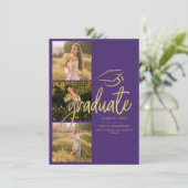 Graduation 2025 Photos Purple Party Faire-part (Debout devant)