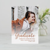 Graduation 2025 Photos Rose Gold Foil Faire-part (Debout devant)