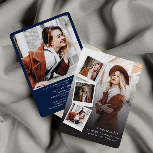 Graduation 2025 Photos Silver Foil Faire-part