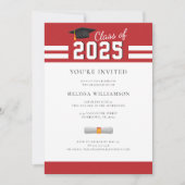 Graduation 2025 Red White Grad Party Invitation (Devant)