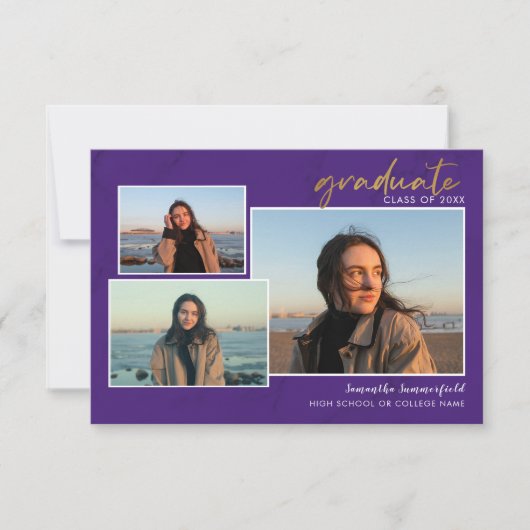 Graduation 2025 Script 4 Photo Purple Faire-part (Devant)