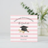 Graduation 2026 Invitation Pink Stripe (Debout devant)