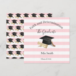 Graduation 2026 Invitation Pink Stripe Kaart