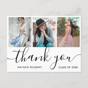 Graduation 3 Photo Collage Merci Carte postale