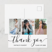 Graduation 3 Photo Collage Merci Carte postale (Devant / Derrière)