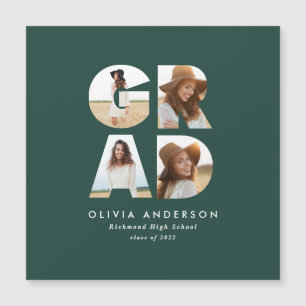 Graduation 4 photo moderne faire-part vert 