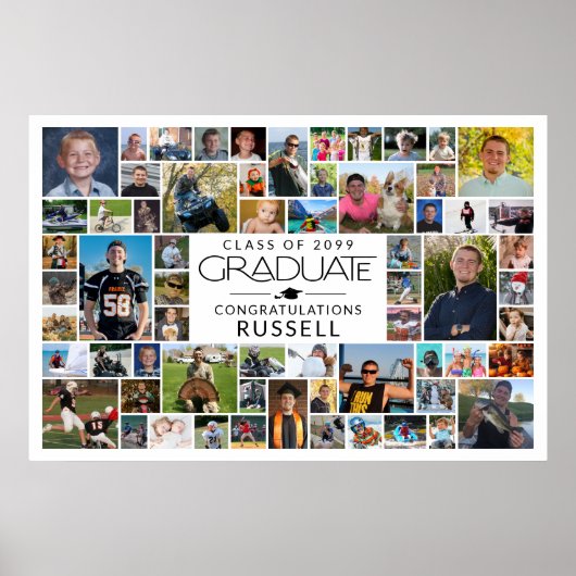 Graduation 64 Photo Memory Party Sign Poster (Voorkant)