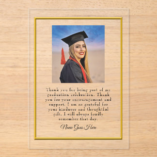 Graduation acrylic Thank You card with photo Acryl Uitnodigingen