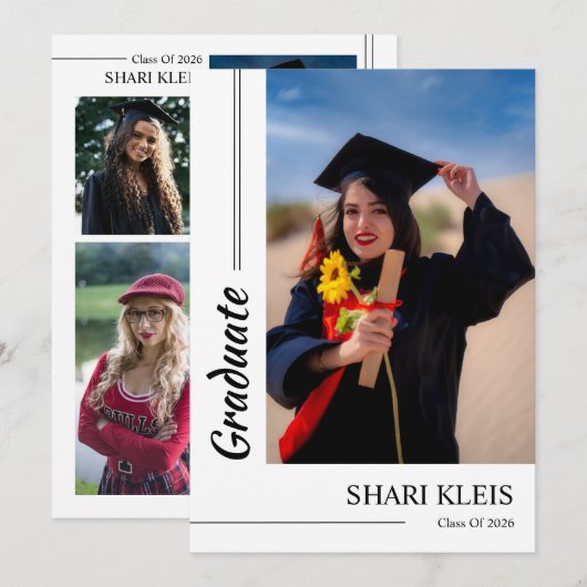 Graduation Announcement Card Template Aankondiging (Voorkant / Achterkant)
