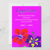 Graduation Announcement Hibiscus Art Hot Pink (Voorkant)