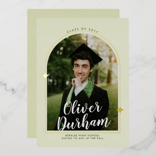 Graduation Arc Artistique Foil Invitation (Recto/Verso)