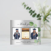 Graduation argent carte de remerciements photo de  (Debout devant)