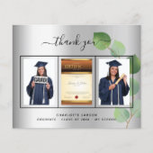 Graduation argent carte de remerciements photo de  (Devant)