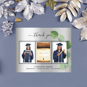 Graduation argent carte de remerciements photo de