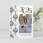 Graduation Art déco noir blanc Faire-part (Debout devant)