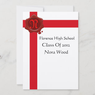 GRADUATION ARTIJ, White Red Wax Seal Monogram Kaart