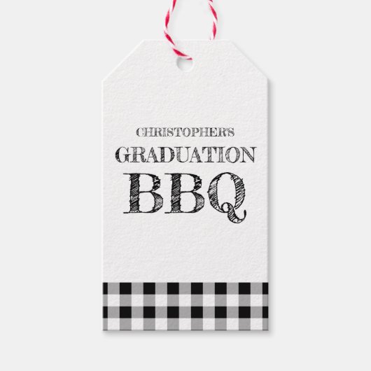 Graduation BBQ Gingham Cadeaulabel (Voorkant)