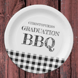 Graduation BBQ Gingham Papieren Bordje
