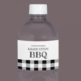 Graduation BBQ Gingham Waterfles Etiket