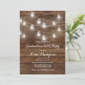 Graduation BBQ Invitation Wood Rustic card (Debout devant)