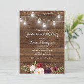 Graduation BBQ Invitation Wood Rustic Carte invita (Debout devant)