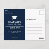 Graduation BBQ Party Bleu Blanc Blancs Invitation (Dos)