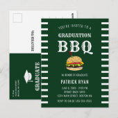 Graduation BBQ Party Green White Stripe Invitation (Devant / Derrière)