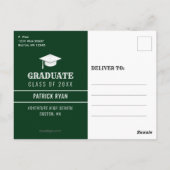 Graduation BBQ Party Green White Stripe Invitation (Dos)