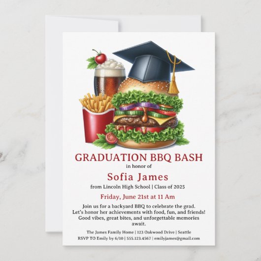 Graduation BBQ Party Invitation | Backyard Cookout (Devant)