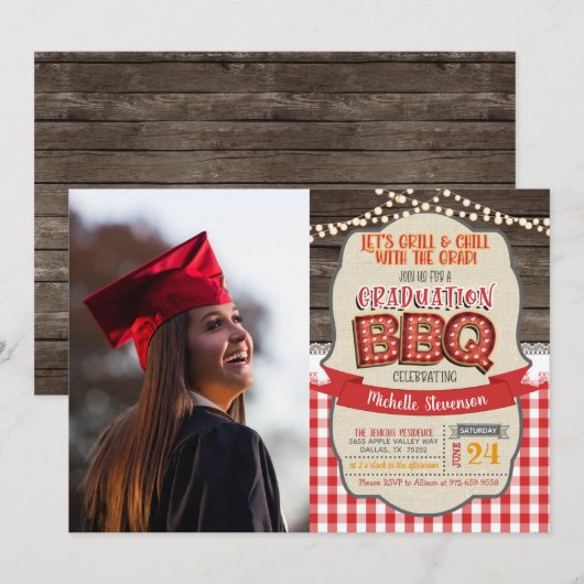 Graduation BBQ Party Invitation - Grill & Chill PG (Devant / Derrière)