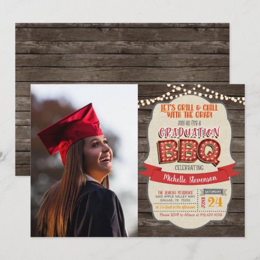 Graduation BBQ Party Invitation - Grill & Chill RP (Devant / Derrière)