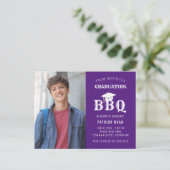 Graduation BBQ Party Purple White Photo Invitation (Debout devant)
