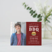Graduation BBQ Party Red White Stripe Invitation (Debout devant)
