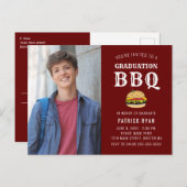 Graduation BBQ Party Red White Stripe Invitation (Devant / Derrière)