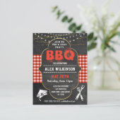 Graduation BBQ Party Rustic Chalkboard Invitation (Debout devant)