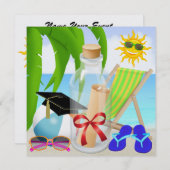Graduation Beach Party - Invitation dans une boute (Devant / Derrière)