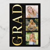 Graduation Black Gold Foil Graduate Invitation (Recto)