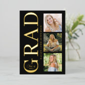Graduation Black Gold Foil Graduate Invitation (Debout devant)
