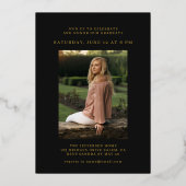 Graduation Black Gold Foil Graduate Invitation (Verso)