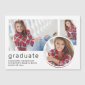 Graduation blanche 3 Photo Collage Faire-part (Devant)