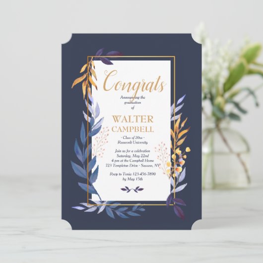 Graduation Blue Invitation (Debout devant)